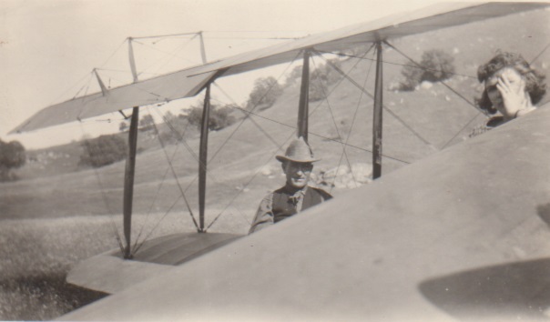 picture of Dixie Ballew and Emmett Tanner in biplane